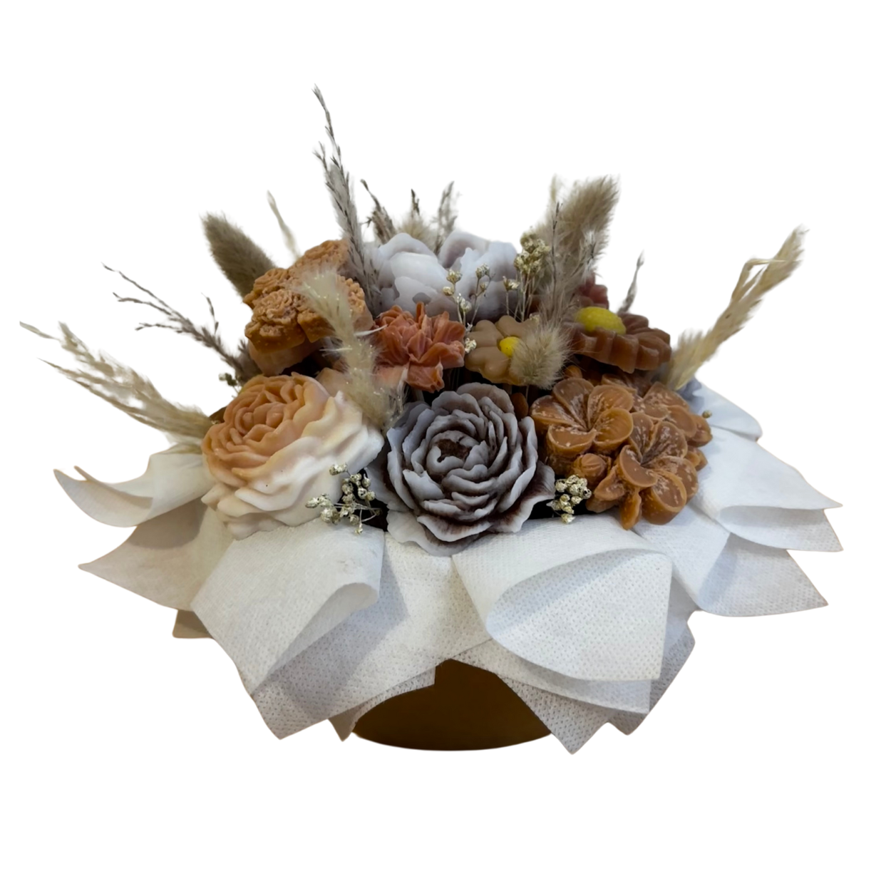 Grand centre de table en fleurs de cire parfumées – Parfums et couleurs au choix – Image 2