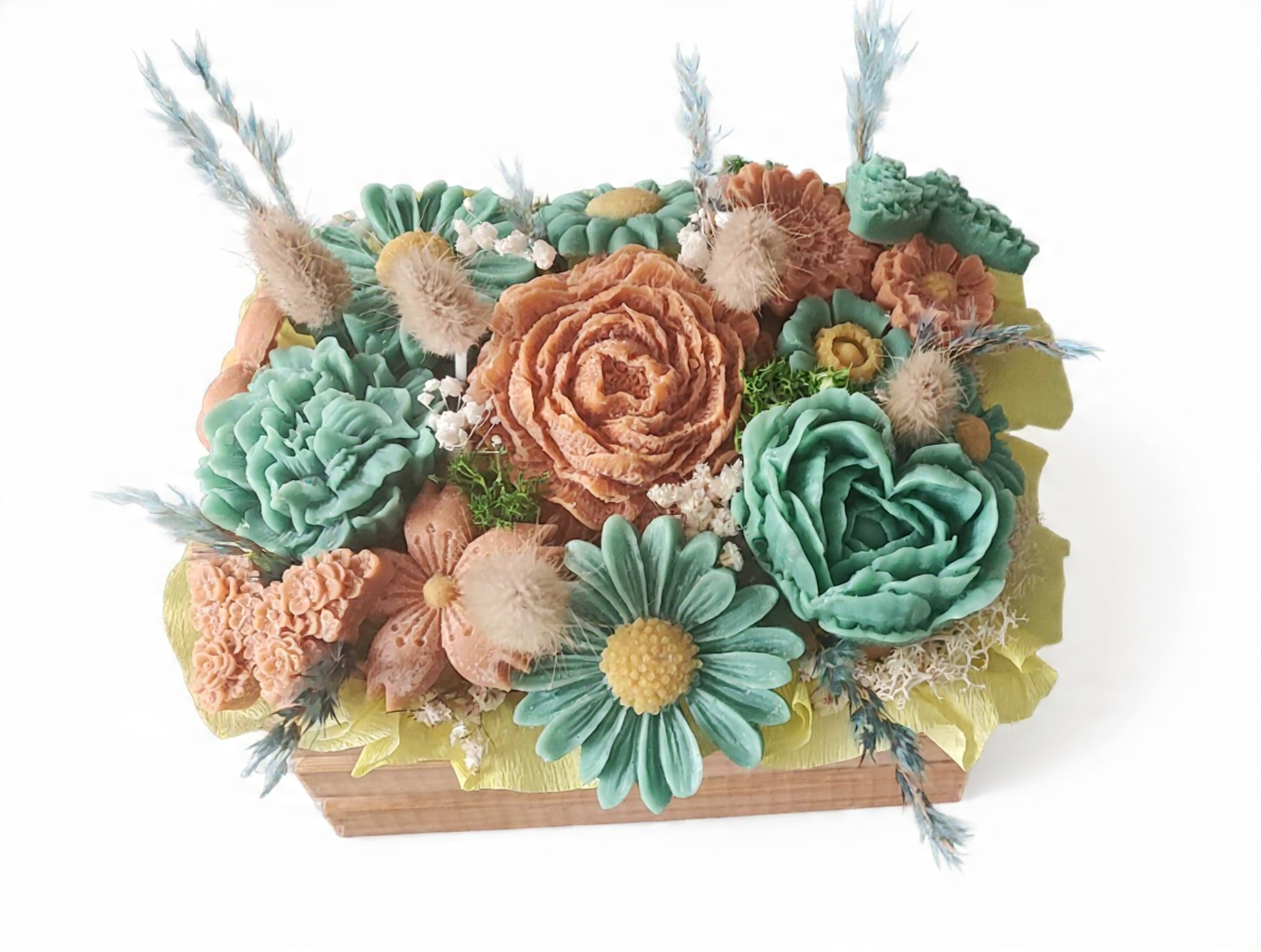 Caissette en Bois avec Fleurs en Cire Parfumée – Composition Florale Personnalisable – Image 2