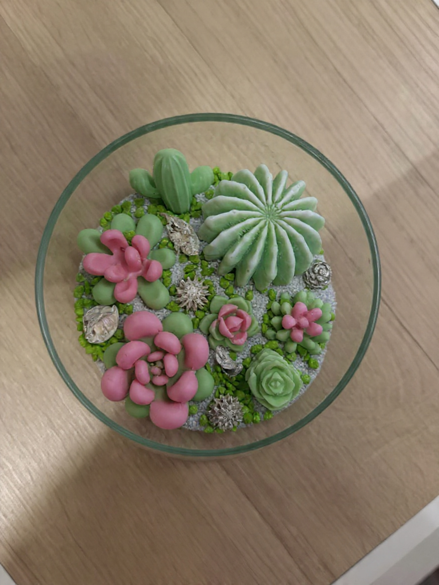 Composition en Verre avec Succulentes en Cire Parfumée – Décoration Personnalisable – Image 2